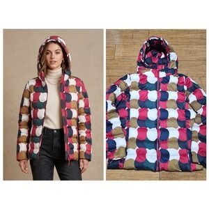 Uniqlo Marimekko Ultra Light Down Jacket Womens Size L Multi Color Puffer Coat